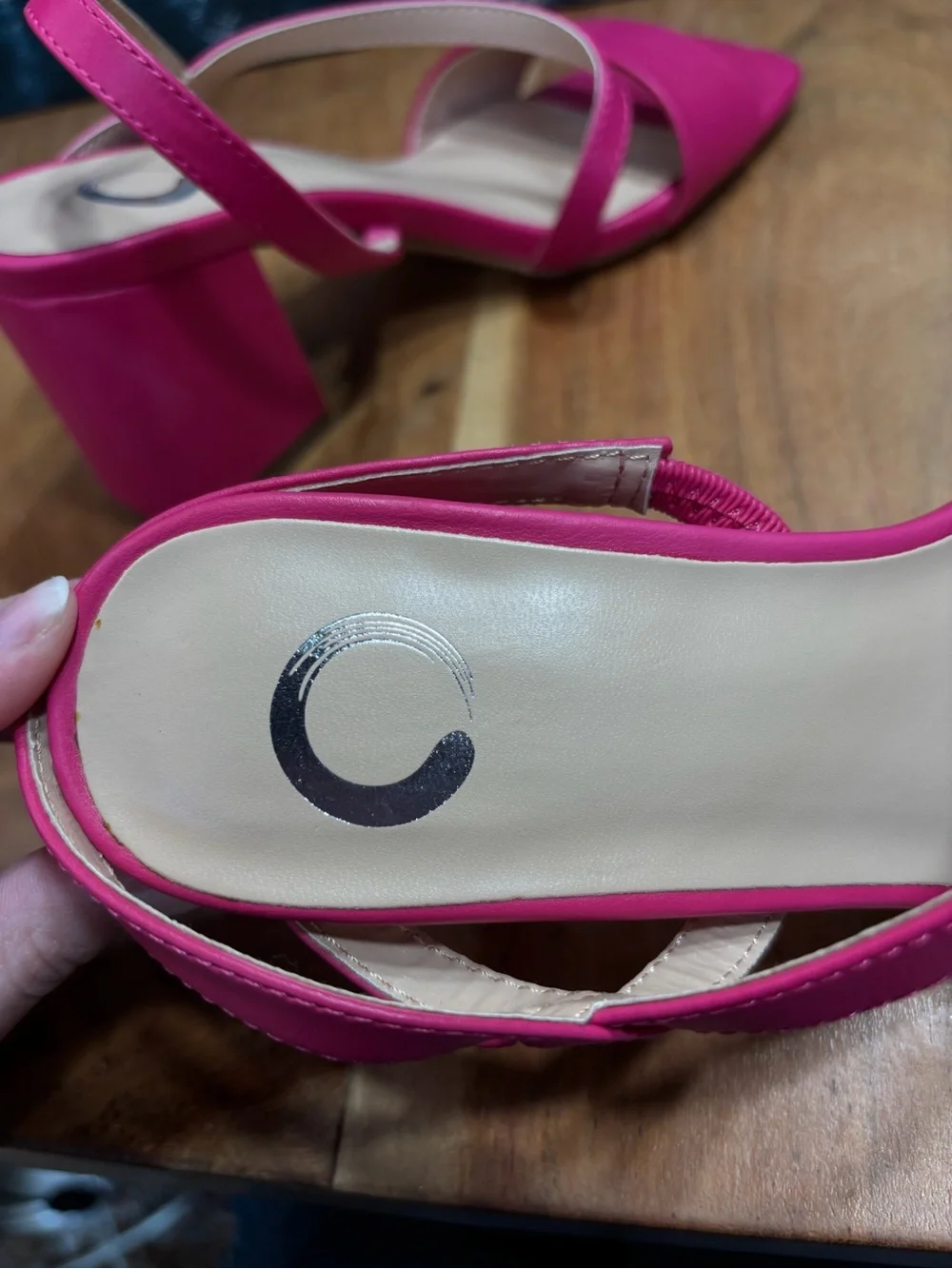 Journee Collection Barbiecore Lirryc Magenta‎ Block Heel Sandals